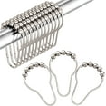 thumbnail image 1 of Amazer Rustproof Stainless Steel Shower Curtain Rings Hooks Set of 12 Polished Nickel, 1 of 9
