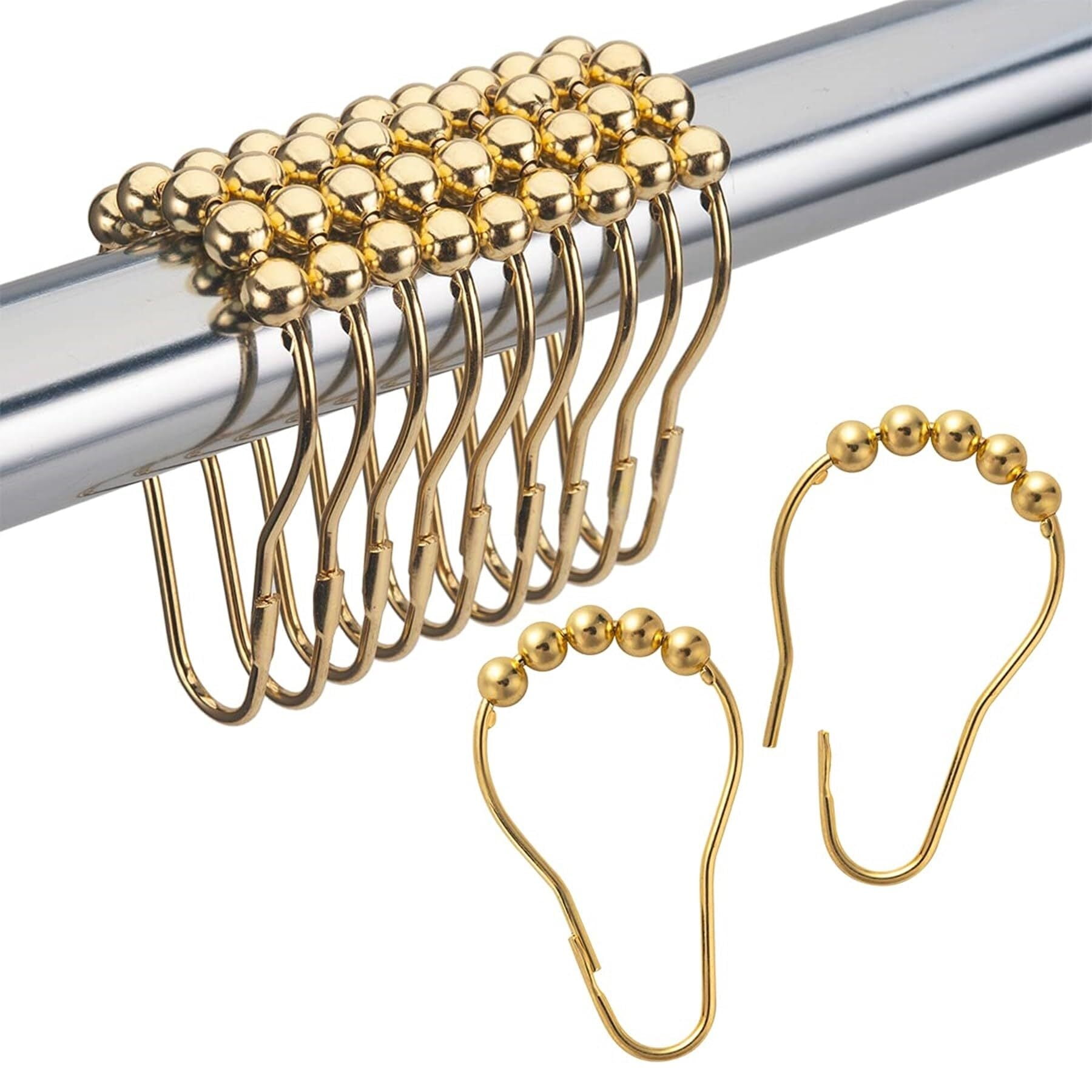 Gold Stainless Steel Rust Proof Shower Curtain Rings Set of 12