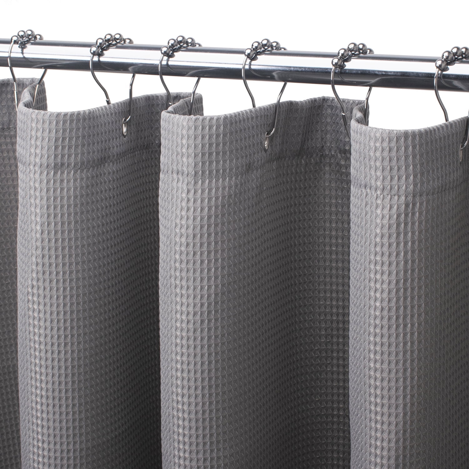 AmazerBath Grey Shower Curtain, Waffle Shower Curtain, Fabric Shower