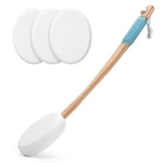 AmazerBath Lotion Applicator for Back, Foot, 4 Replaceable Pads with 1 Long Handle, Back Scrubber for Shower, Rinse Bath Sponge, EVA Lotion Applicator for Elderly, Women, White