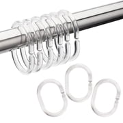 AmazerBath Plastic Shower Curtain Rings Hooks, Shower Curtain Hooks Rings, 24 Pcs Shower Hooks for Shower Curtain, C Shaped Shower Rings for Curtain, Clear Shower Curtain Rings for Bathroom Shower