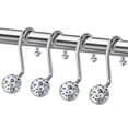 thumbnail image 1 of AmazerBath Shower Curtain Hooks, Shower Curtain Rings, Metal Decorative Shower Curtain Hooks Rust Proof, Chrome Shower Hooks for Shower Curtain Liner, Set of 12 Hollow Ball Design, 1 of 7