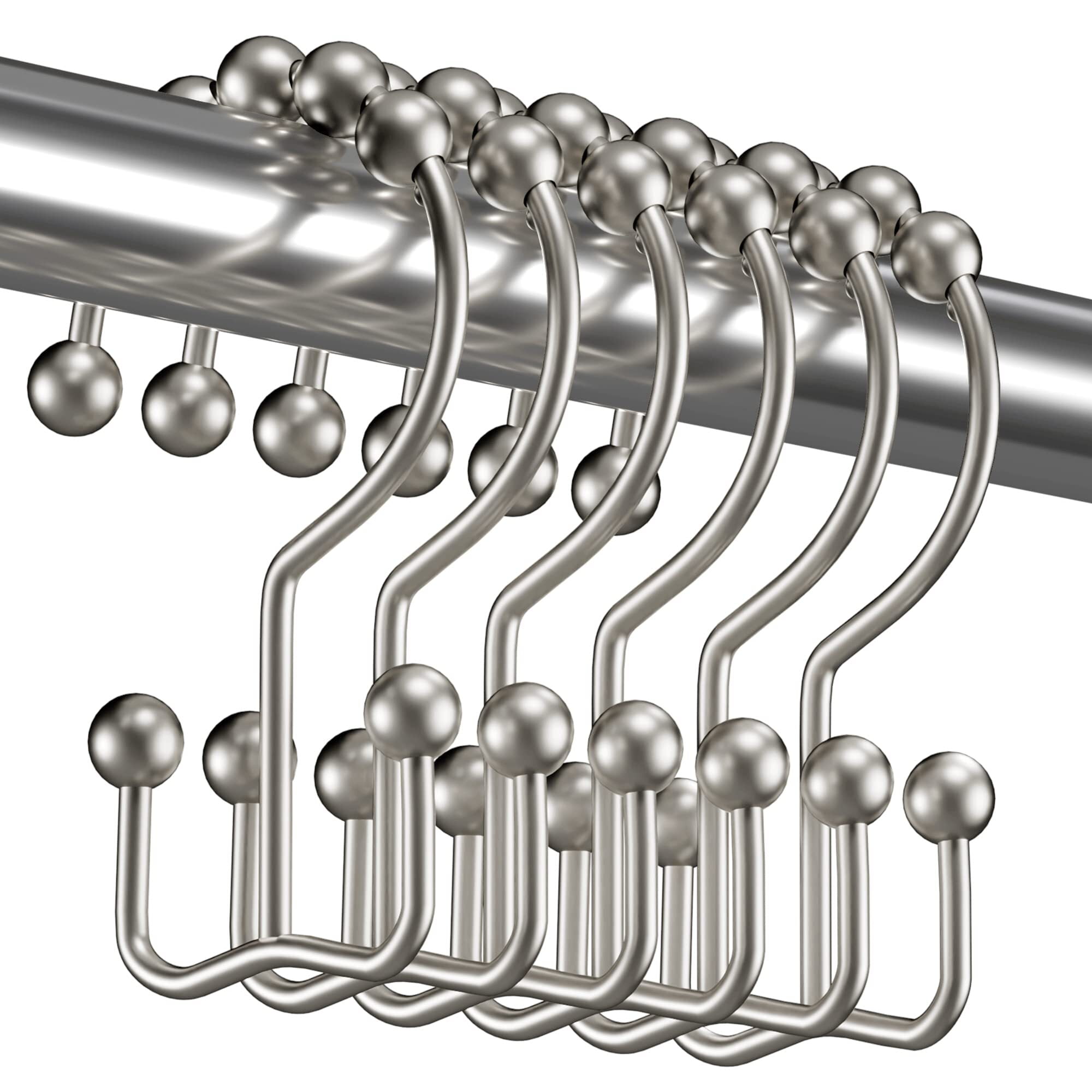 AmazerBath Shower Curtain Hooks Rings, Rust-Resistant Metal Double Glide Shower Hooks for ...