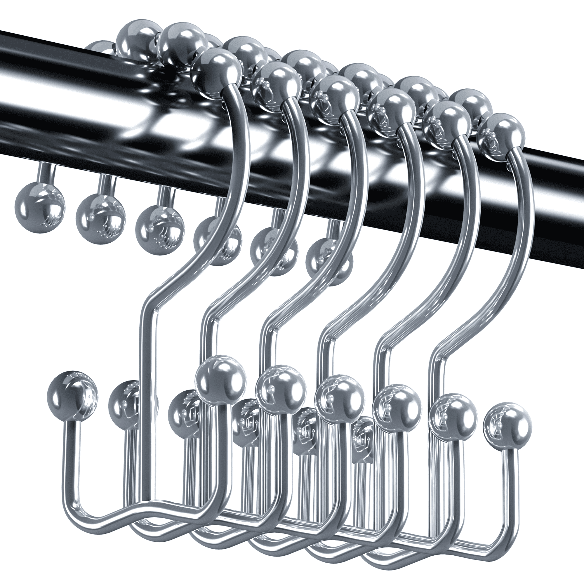 AmazerBath Shower Curtain Hooks Rings, Rust-Resistant Metal Double ...