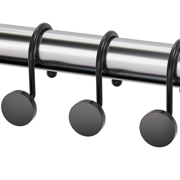 AmazerBath Shower Curtain Hooks, Shower Curtain Rings, Heavy Duty Modern Decorative Black Shower Curtain Hooks Rust Proof Smooth Glide Shower Hooks for Shower Curtain Liner Shower Rod Hook, 12Pcs