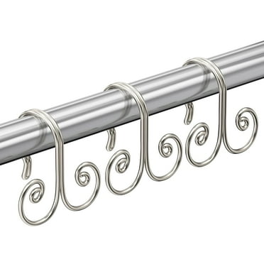 AmazerBath Shower Curtain Hooks, Shower Curtain Rings Rustproof Metal Shower Hooks for Shower Curtain, Modern Decorative Shower Rings for Bathroom Shower Rod, Nickel