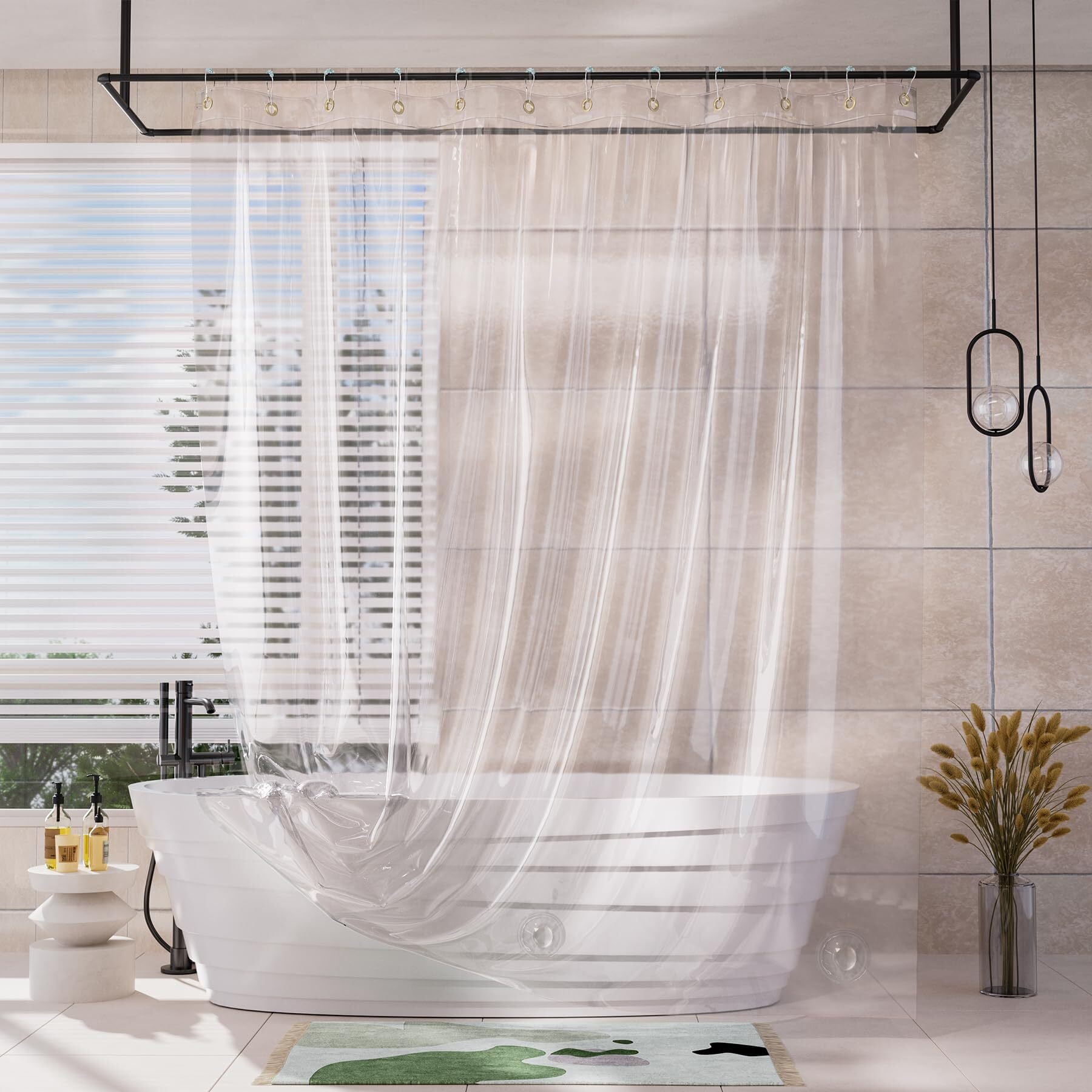 AmazerBath Shower Curtain Liner, 72x72 Heavy Duty Waterproof, Rustproof