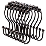 AmazerBath Shower Curtain Rings Shower Curtain Hooks Bronze Rust Proof Double Shower Curtain Hooks, 12 Pcs Shower Hooks for Shower Curtain, Shower Rings for Cur