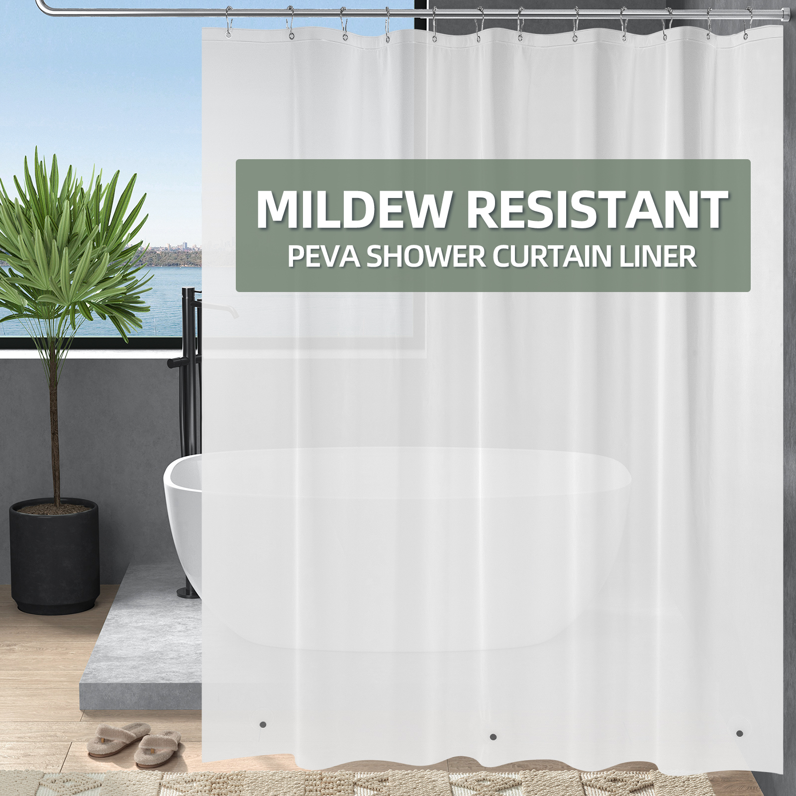 AmazerBath Shower Liner, 72x72 Plastic Frosted Shower Curtain Liner