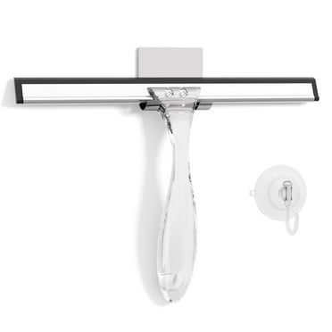 AmazerBath Shower Squeegee for Glass Doors, All-Purpose Squeegee with Suction Hook & Adhesive Hook, Clear Squeegee for Shower Glass, Windows, Mirrors, Tiles and Car Windows - 10 inches, Clear