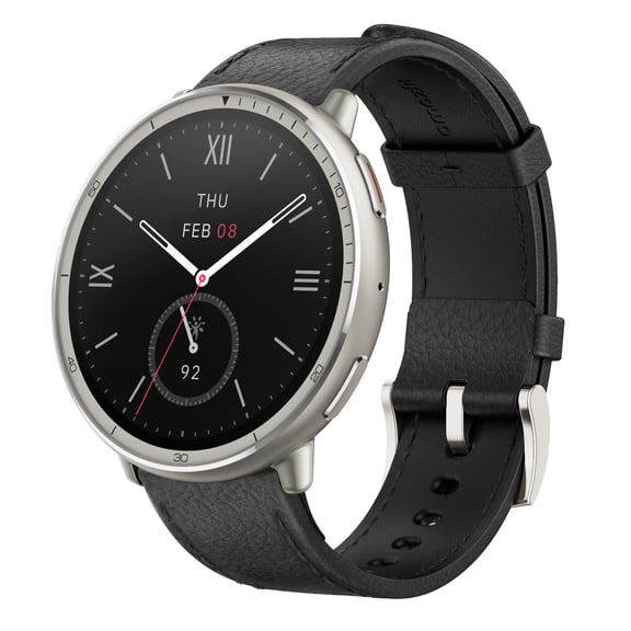 Amazfit Active 2 Smart Watch 44mm, GPS Maps with Direction, Fitness Tracker, 10 Day Battery, Sleep Monitor, 160+ Sport Modes, Water Resistant, for Android & Apple iPhone, Black Leather
