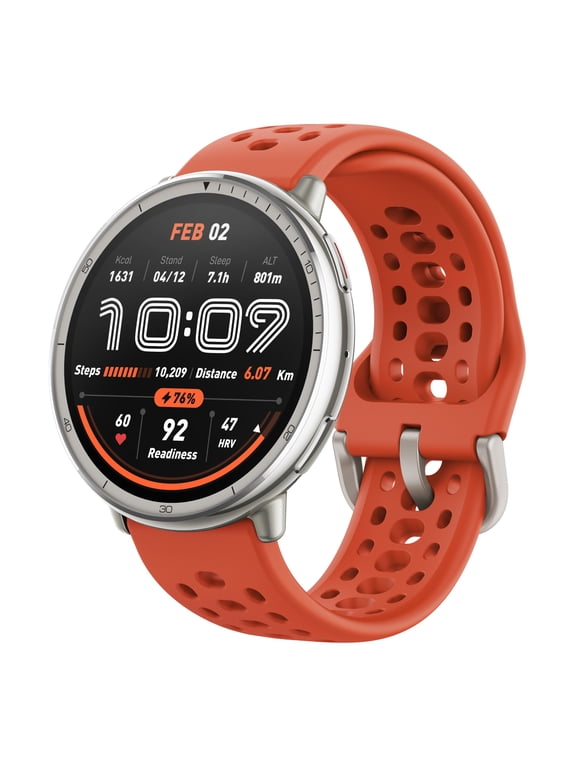 Active 2 Smart Watch 44mm, GPS Maps with Direction, Fitness Tracker, 10 Day Battery, Sleep Monitor, 160+ Sport Modes, Water Resistant, for Android & Apple iPhone, Red Silicone