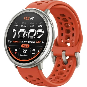 Amazfit Active 2 Smart Watch 44mm, GPS Maps with Direction, Fitness Tracker, 10 Day Battery, Sleep Monitor, 160  Sport Modes, Water Resistant, for Android & Apple iPhone, Red Silicone