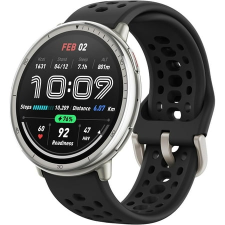 Amazfit Active 2 Smart Watch 44mm, GPS Maps with Direction, Fitness Tracker, 10 Day Battery, Sleep Monitor, 160+ Sport Modes, Water Resistant, for Android & Apple iPhone, Black Silicone