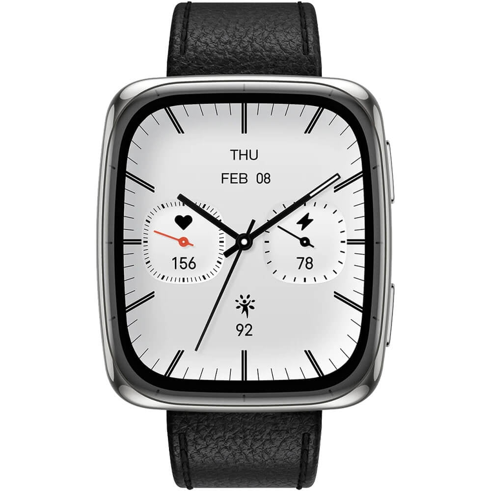 Amazfit Active (Square) Smart Watch Black Leather