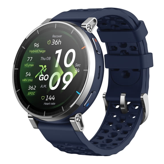 Amazfit Active 3 Premium GPS Running Smart Watch, 1.32" AMOLED Sapphire Display, 12-Day Battery, Offline Maps, 170+ Workout Modes, Heart Rate & Fitness Tracker for Android & iPhone - Atlas Blue