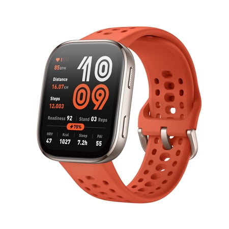 Amazfit Bip 6 Smart Watch 46mm, 14 Day Battery, 1.97" AMOLED Display, GPS & Free Maps, AI, Bluetooth Call & Text, w/Health, Fitness & Sleep Tracker, 140+ Workout Modes, Water-Resistance, Red