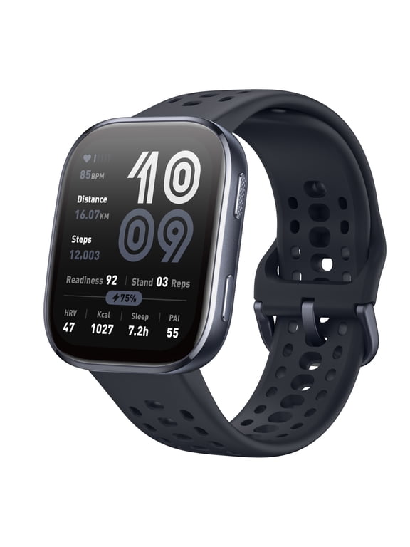 Bip 6 Smart Watch 46mm, 14 Day Battery, 1.97" AMOLED Display, GPS & Free Maps, AI, Bluetooth Call & Text, w/Health, Fitness & Sleep Tracker, 140+ Workout Modes, Water-Resistance, Black