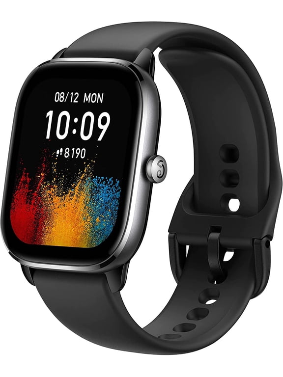 GTS 4 Mini Smart Watch: Fitness Tracker with 120+ Sport Modes-Black Silicone Watchband