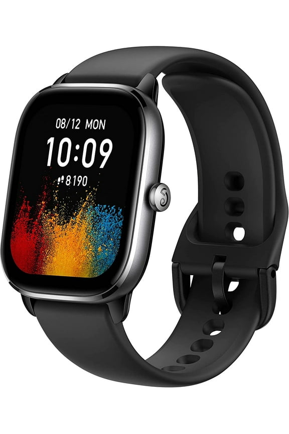 GTS 4 Mini Smart Watch: Fitness Tracker with 120+ Sport Modes-Black Silicone Watchband