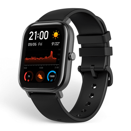 Amazfit GTS Fitness Smart Watch: 14-Day Battery Life, Heart Rate Monitor, Music Control, 1.65" Display, Sleep and Swim Tracking, GPS, Water Resistant, Smart Notifications, Obsidian Black