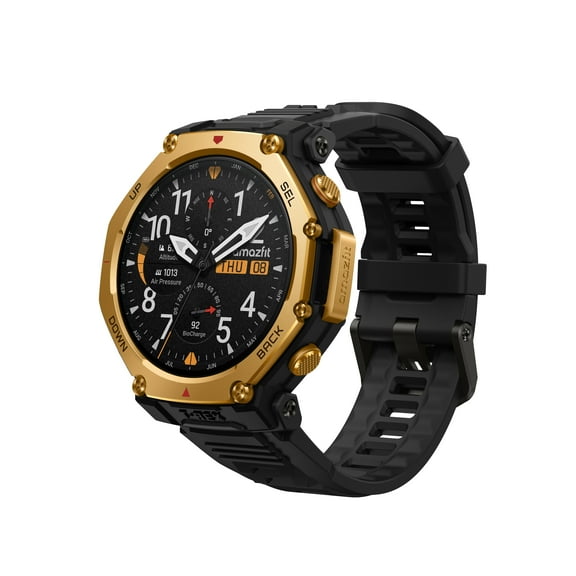 Amazfit T-Rex 3 Pro Outdoor Smart Watch 48mm Sapphire AMOLED Display, Dual Band GPS, Offline Maps, 25 Days Battery, Built-in Flashlight, 10 ATM, 180+ Sports Mode for Android & iPhone, Black Gold