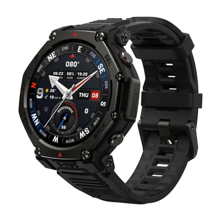 Amazfit T-Rex 3 Pro Outdoor Smart Watch 48mm Sapphire AMOLED Display, Ti Bezel, Dual Band GPS, Offline Maps, 25 Days Battery, Built-in Flashlight, 10 ATM, 180+ Sports Mode for Android & iPhone, Black