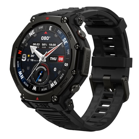 Amazfit T-Rex 3 Pro Outdoor Smart Watch 48mm Sapphire AMOLED Display, Ti Bezel, Dual Band GPS, Offline Maps, 25 Days Battery, Built-in Flashlight, 10 ATM, 180+ Sports Mode for Android & iPhone, Black