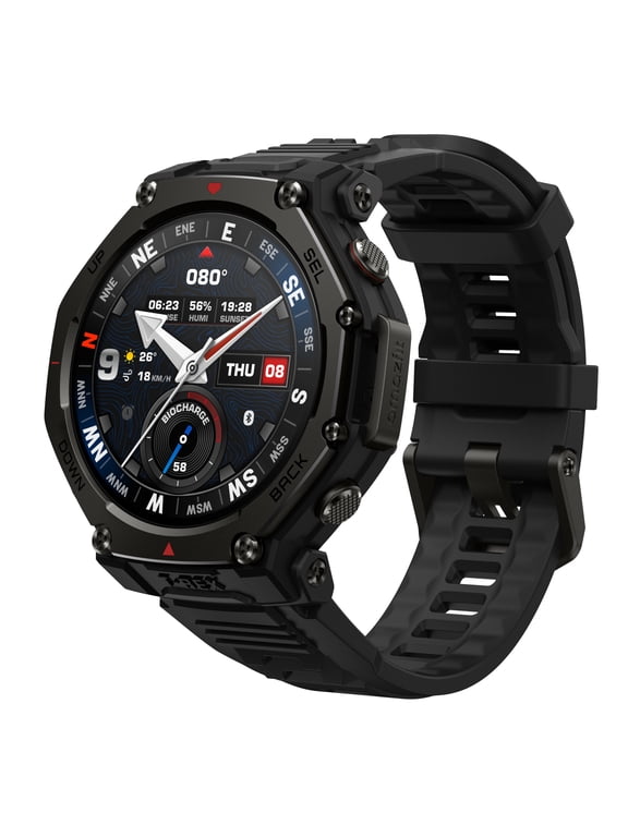 T-Rex 3 Pro Outdoor Smart Watch 48mm Sapphire AMOLED Display, Ti Bezel, Dual Band GPS, Offline Maps, 25 Days Battery, Built-in Flashlight, 10 ATM, 180+ Sports Mode for Android & iPhone, Black