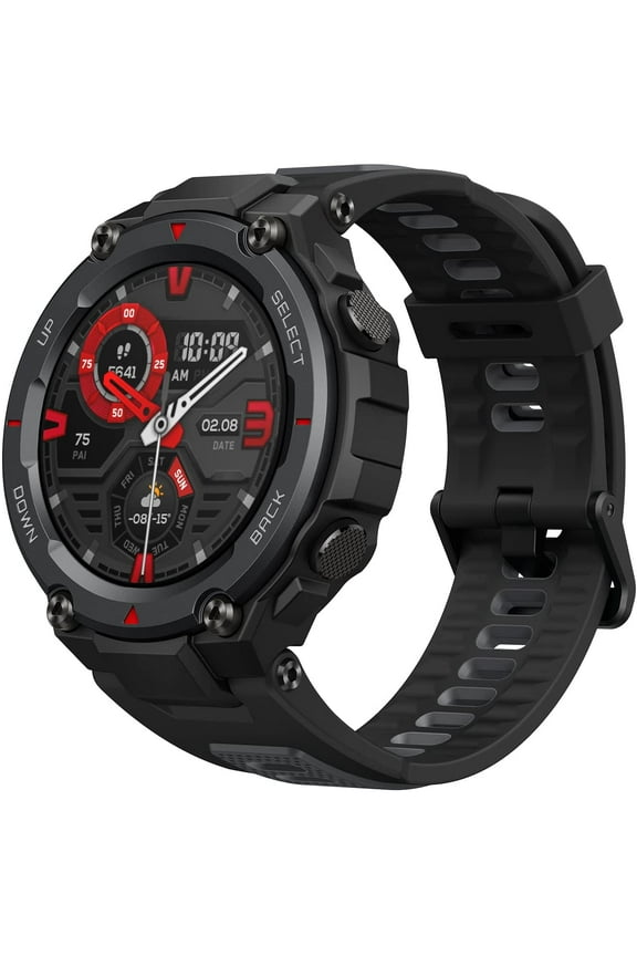 T-Rex Pro Smart Watch: Rugged Outdoor GPS Fitness Watch - Black - Silicone watchband