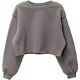 thumbnail image 1 of Amazhiyu Women Cropped Sweatshirt Long Sleeves Pullover Fleece Crop Tops, 1 of 7