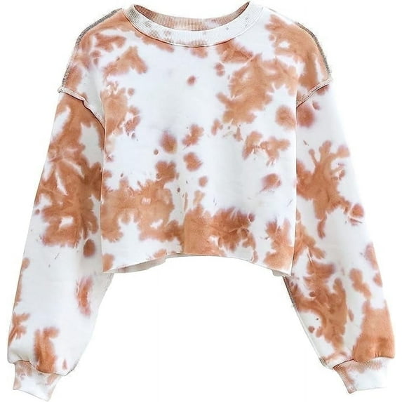 Amazhiyu Women Cropped Sweatshirt Long Sleeves Pullover Fleece Crop Tops