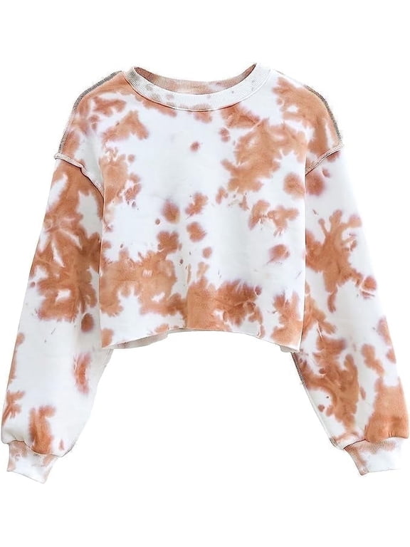 Women Cropped Sweatshirt Long Sleeves Pullover Fleece Crop Tops