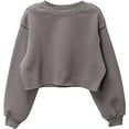 thumbnail image 1 of Amazhiyu Women Cropped Sweatshirt Long Sleeves Pullover Fleece Crop Tops, 1 of 7