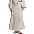 thumbnail image 1 of Amazhiyu Women's 100% Linen A-line Maxi Skirt with Matching Belt Summer Casual, 1 of 7