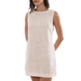 thumbnail image 1 of Amazhiyu Women's 100% Pure Linen Sleeveless Dress with Pockets Side Zipper Midi Casual Summer Dress, 1 of 9