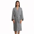 thumbnail image 1 of Amazhiyu Women's Cotton Gauze Lightweight Summer Plaid Kimono Bath Robe Pockets, 1 of 11
