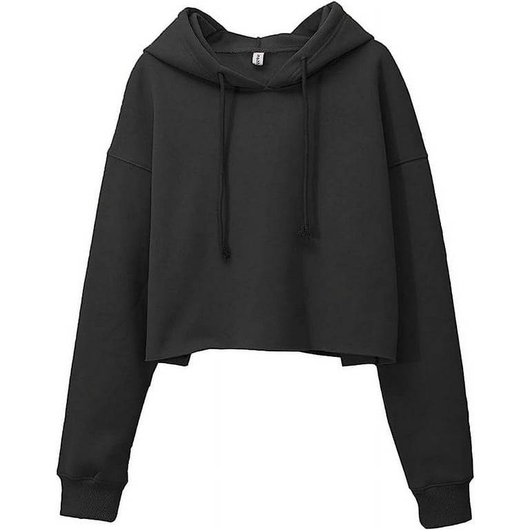 Amazhiyu Women's Cropped Hoodies Long Sleeves Fleece Crop Top Pullover  Sweatshirt with Hooded