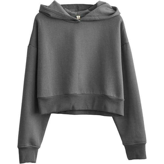 Amazhiyu Women’s Fleece Cropped Hoodies Casual Long Sleeve Pullover Crop Tops