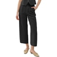 thumbnail image 1 of Amazhiyu Women's Linen Crop Pants Wide Leg Straight Pleated Front Ankle Trouser, 1 of 8