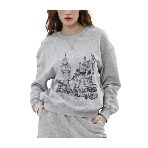 Amazhiyu Women's Printed Pullover Cropped Sweatshirt Long Sleeve Crewneck Crop Tops
