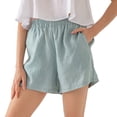 thumbnail image 1 of Amazhiyu Womens 100% Linen Wide Leg High Waist Shorts Casual Summer Shorts with Pockets, 1 of 6