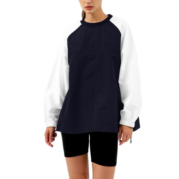 Amazhiyu Womens Color Block Oversized Sweatshirts Crew Neck Long Sleeves Pullover Sweatshirt Casual Lightweight Tops