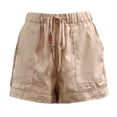 thumbnail image 1 of Amazhiyu Womens Drawstring Casual Shorts Summer Elastic Waist Wide Leg with Pockets, 1 of 7