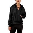 thumbnail image 1 of Amazhiyu Womens Fuzzy Fleece Pullover Sweatshirts Oversized V Neck Drawstring Sherpa Sweater with Pockets, 1 of 5