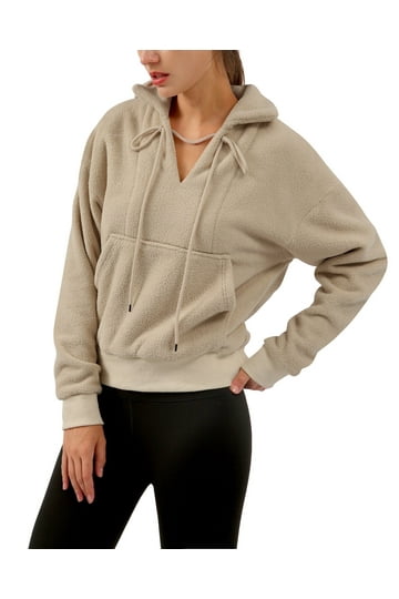 Kilaqueen Half Zip Sherpa Sweatshirts Women Soft Fluffy Fleece Long Sleeve Casual Pullover Fall Winter Warm Outwear Coat With Pockets