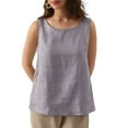 thumbnail image 1 of Amazhiyu Womens Linen Crewneck Sleeveless Tank Tops Basic Summer Casual Loose Tanks Shirts, 1 of 5
