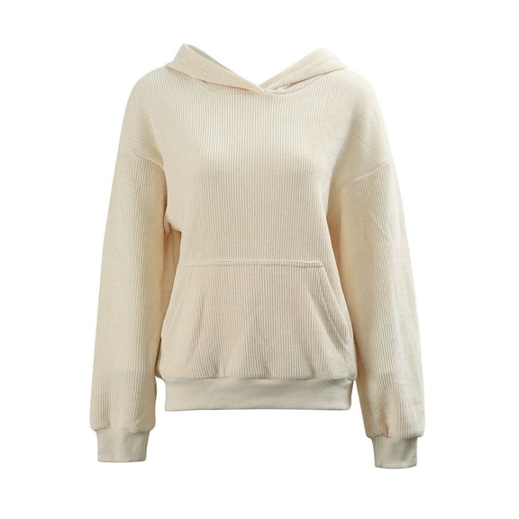 Amazhiyu Womens Oversized Hoodie Corduroy Long Sleeve Pullover Sweatshirts Ribbed Casual Fall Tops with Pocket