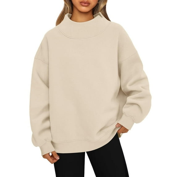 Amazhiyu Womens Oversized Pullover Sweatshirts Turtleneck Long Sleeve Casual Fall Tops