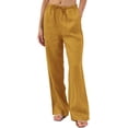 thumbnail image 1 of Amazhiyu Womens Pure Linen Summer Drawstring Flowy Wide Leg Pants with Pockets, 1 of 7